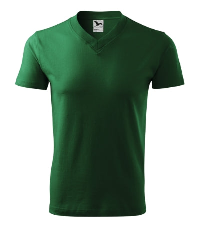 MALFINI V-NECK Unisex T-shirt in bottle green - promotional clothing printed with your company logo