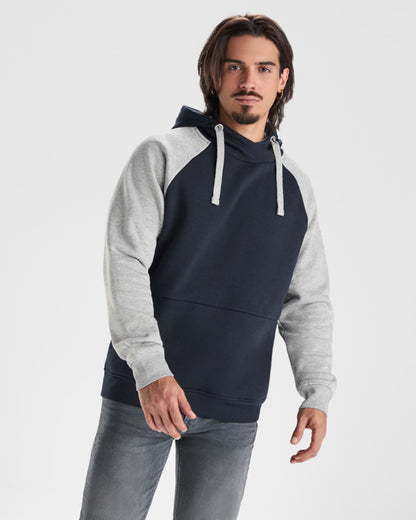 ROLY BADET Unisex hoodie in black/heather grey - promotional clothing printed with your company logo