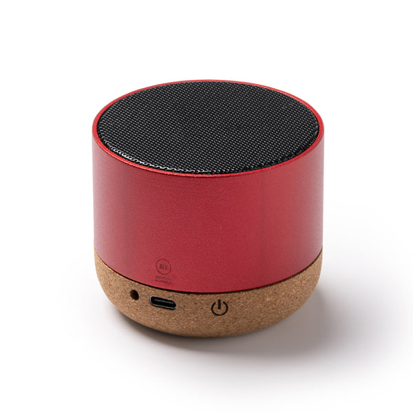 Stamina VOXEL Recycled aluminium and cork Bluetooth speaker in black - promotional merchandise printed with your company logo
