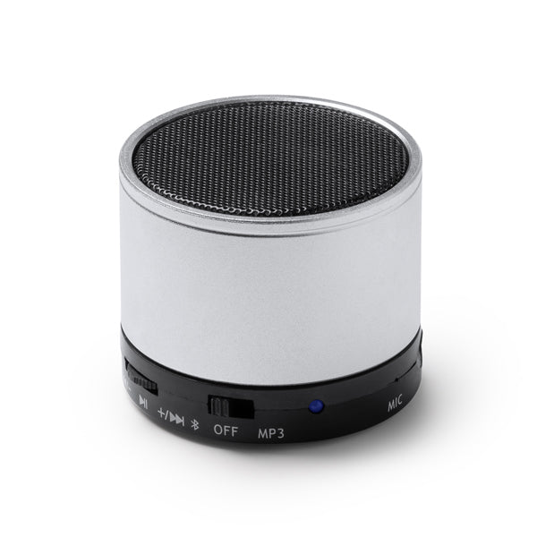 Stamina CORUS Recycled aluminium Bluetooth speaker in black - promotional merchandise printed with your company logo