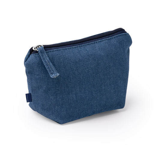 WESLY - Trousse de toilette en denim recyclé avec fermeture éclair assortie.