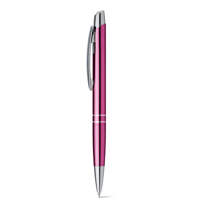 Ball pen in aluminium promotional pen in pink with custom logo branding