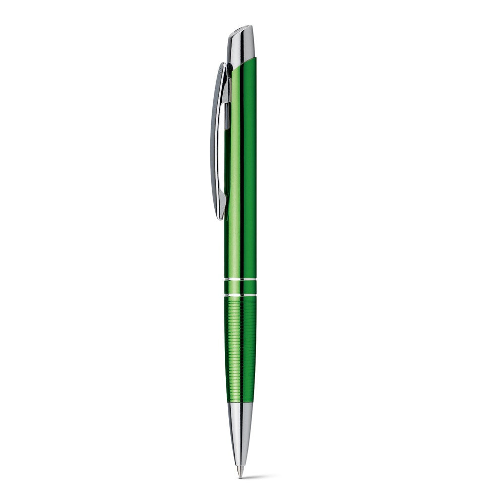 Ball pen in aluminium promotional pen in light green with custom logo branding
