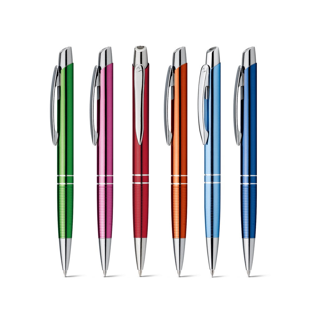 Ball pen in aluminium promotional pen (complete set view) with custom logo branding