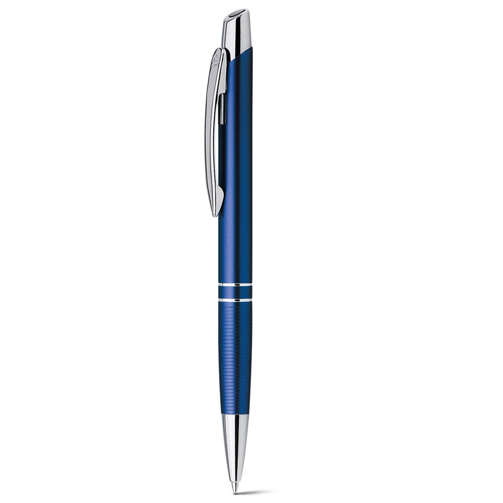 Ball pen in aluminium promotional pen in blue with custom logo branding