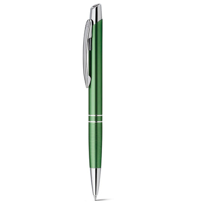 Ball pen in aluminium promotional pen in pastel green with custom logo branding