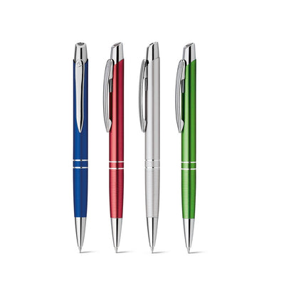 Ball pen in aluminium promotional pen (complete set view) with custom logo branding