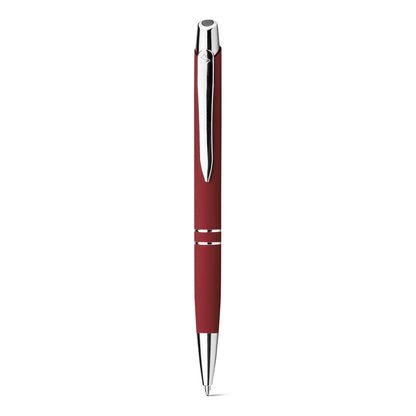 Ball pen in aluminium promotional pen in burgundy with custom logo branding