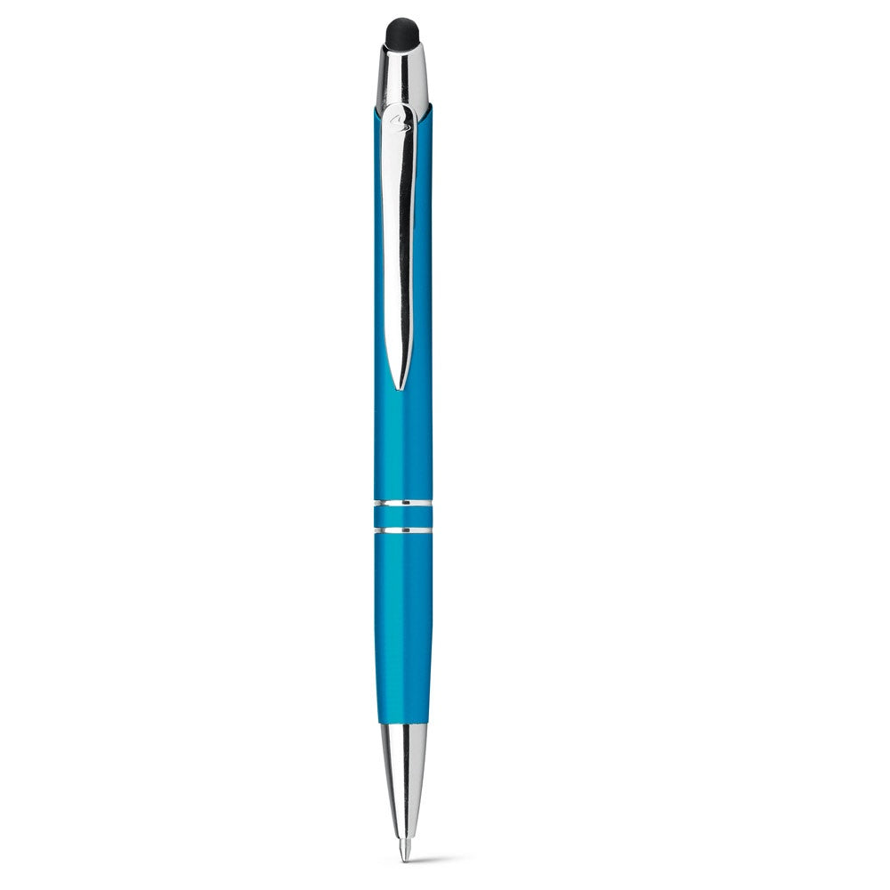 Ball pen promotional pen in turquoise blue with custom logo branding