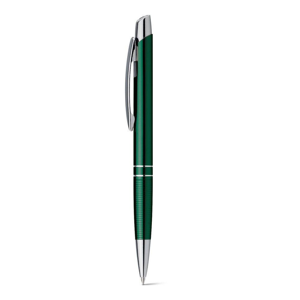 Ball pen in aluminium promotional pen in green with custom logo branding