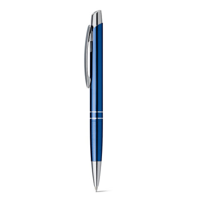 Ball pen in aluminium promotional pen in royal blue with custom logo branding