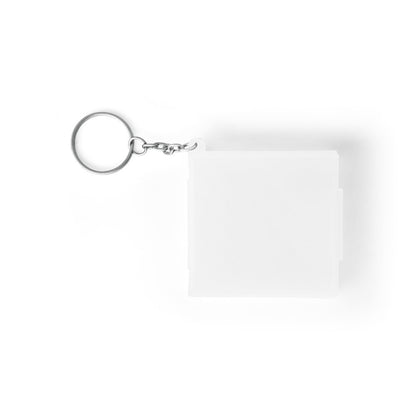 Keyring promotional event giveaway in white (detail view) with custom logo branding