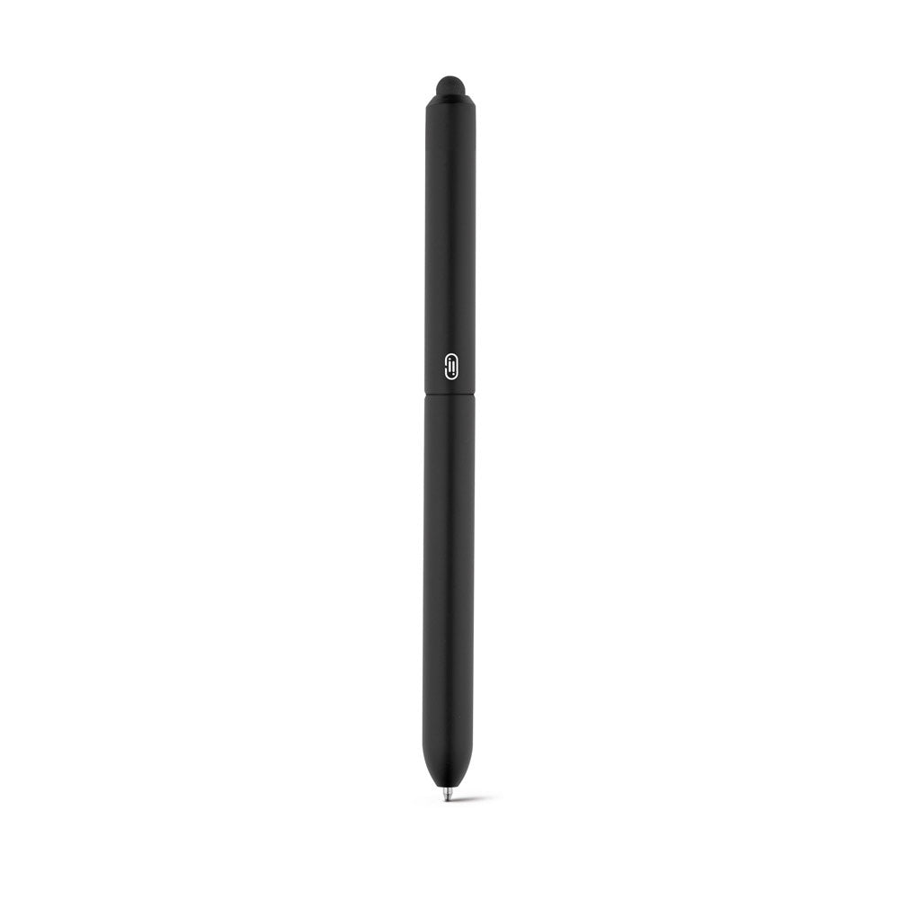 Ball pen with touch tip in aluminium promotional pen in black with custom logo branding
