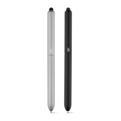 Ball pen with touch tip in aluminium promotional pen (complete set view) with custom logo branding