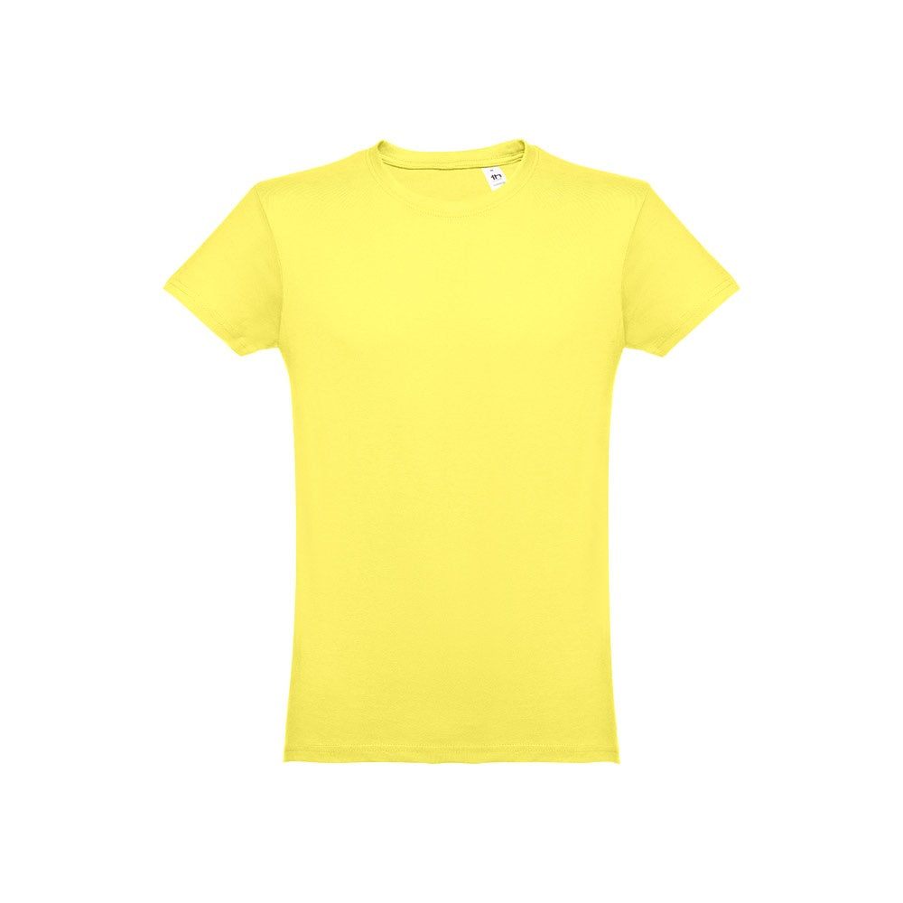 THC LUANDA II promotional t-shirt in lime yellow (detail view) with custom logo branding