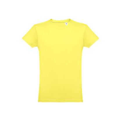 THC LUANDA II promotional t-shirt in lime yellow (detail view) with custom logo branding