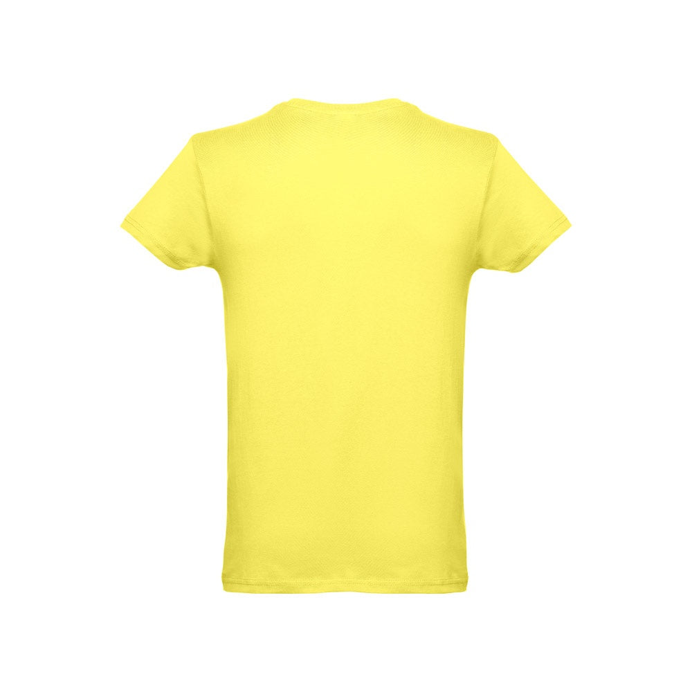 THC LUANDA II promotional t-shirt in lime yellow (detail view) with custom logo branding