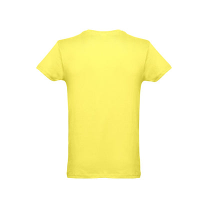 THC LUANDA II promotional t-shirt in lime yellow (detail view) with custom logo branding