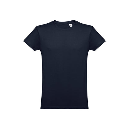 THC LUANDA II promotional t-shirt in eclipse blue (detail view) with custom logo branding