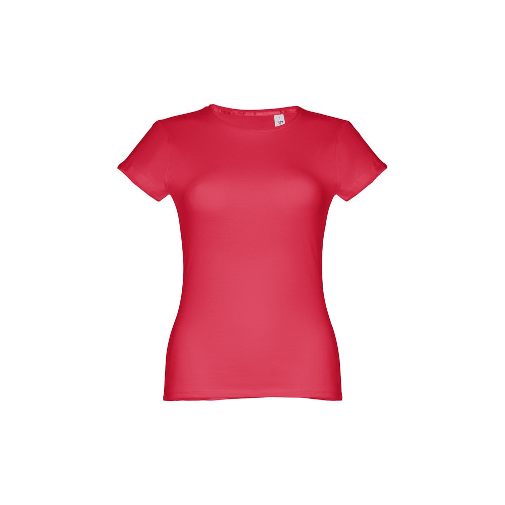THC SOFIA II promotional t-shirt in red (detail view) with custom logo branding