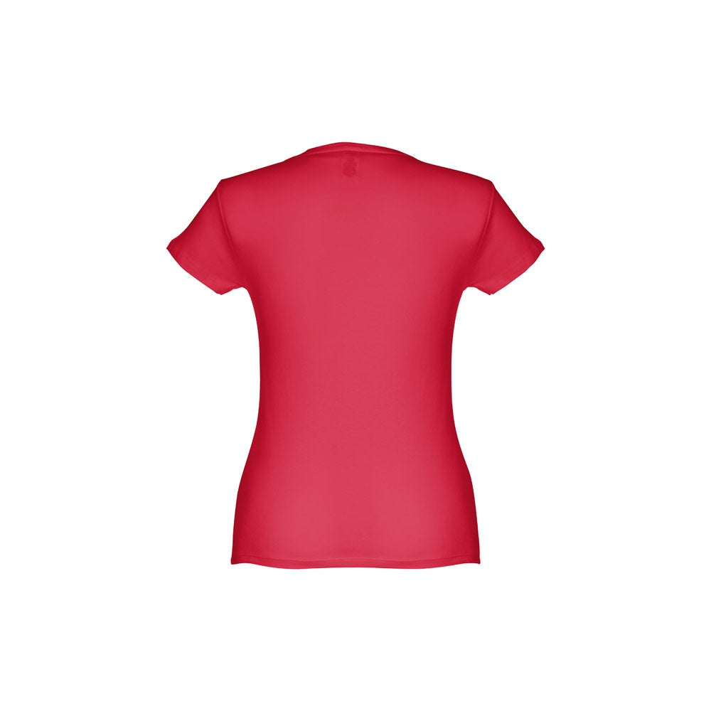 THC SOFIA II promotional t-shirt in red (detail view) with custom logo branding