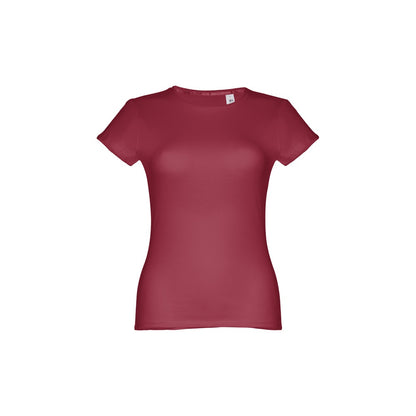THC SOFIA II promotional t-shirt in burgundy (detail view) with custom logo branding