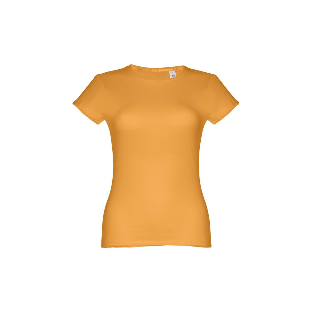 THC SOFIA II promotional t-shirt in dark yellow (detail view) with custom logo branding