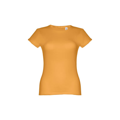 THC SOFIA II promotional t-shirt in dark yellow (detail view) with custom logo branding