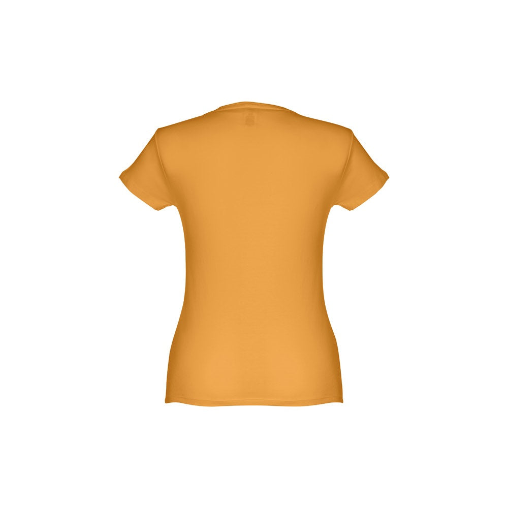 THC SOFIA II promotional t-shirt in dark yellow (detail view) with custom logo branding