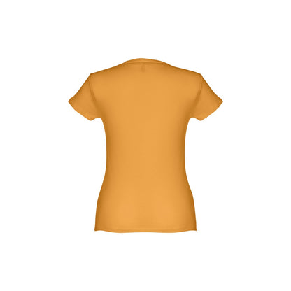 THC SOFIA II promotional t-shirt in dark yellow (detail view) with custom logo branding