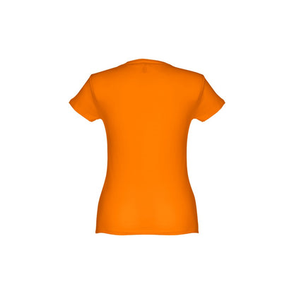 THC SOFIA II promotional t-shirt in orange (detail view) with custom logo branding