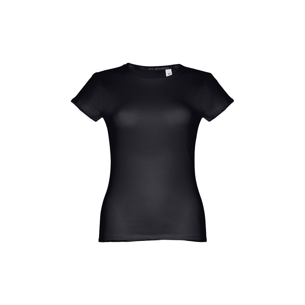 THC SOFIA 3XL II promotional t-shirt in black (detail view) with custom logo branding