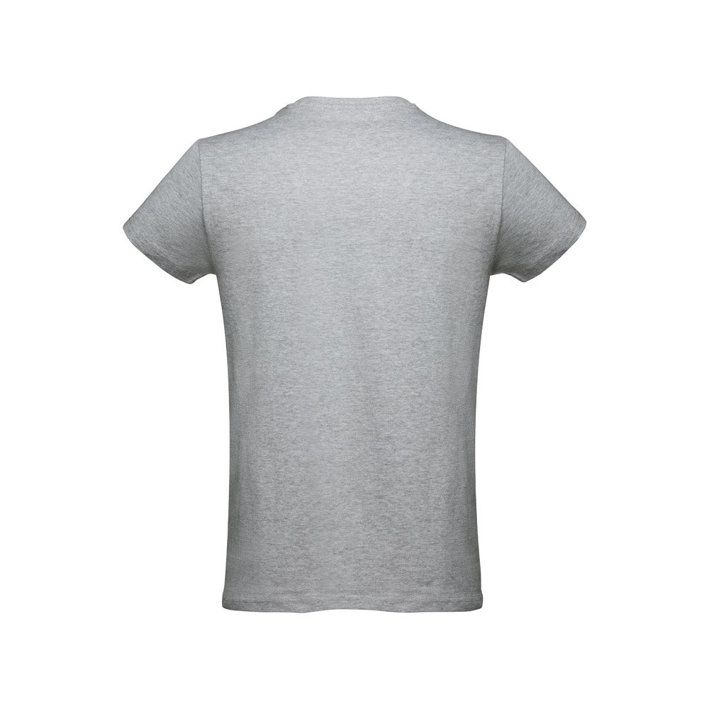 THC ANKARA 3XL II promotional t-shirt in heather light grey (detail view) with custom logo branding
