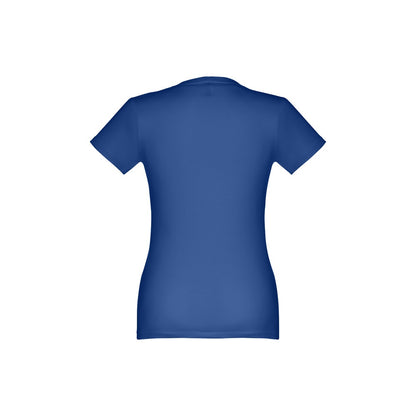 THC ANKARA WOMEN II promotional t-shirt in royal blue (detail view) with custom logo branding