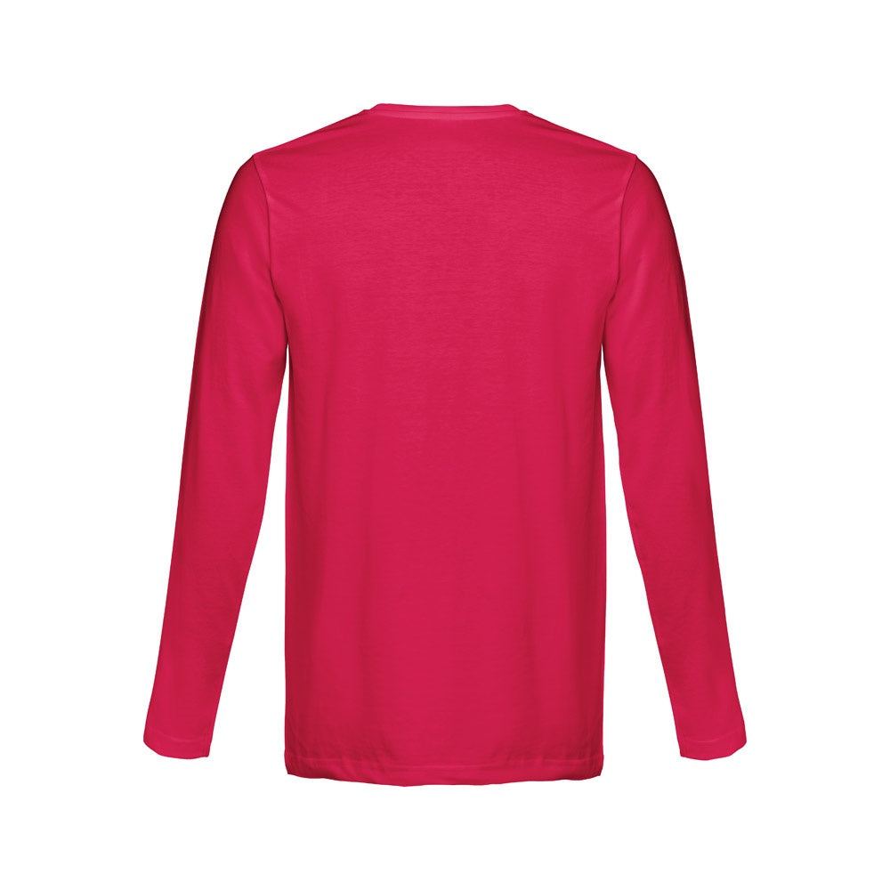 THC BUCHAREST II promotional t-shirt in red (detail view) with custom logo branding