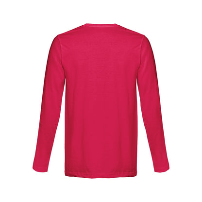 THC BUCHAREST II promotional t-shirt in red (detail view) with custom logo branding