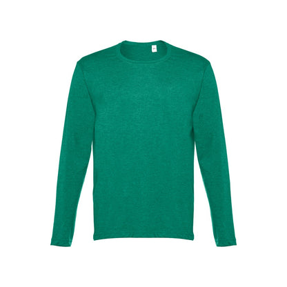 THC BUCHAREST II promotional t-shirt in heather green (detail view) with custom logo branding