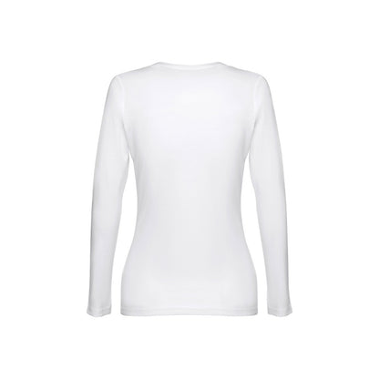THC BUCHAREST WOMEN WH II promotional t-shirt in white (detail view) with custom logo branding