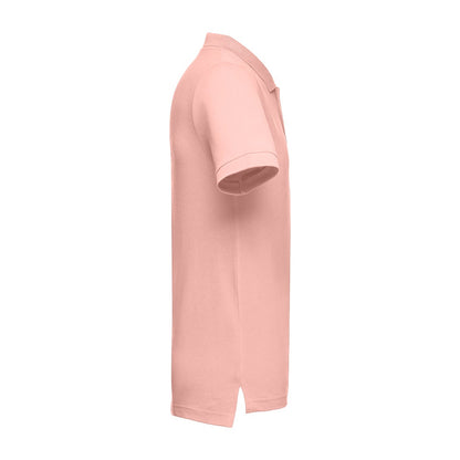 THC ADAM II promotional polo shirt in salmon (detail view) with custom logo branding