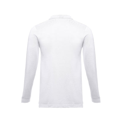 THC BERN WH 3XL II promotional polo shirt in white (detail view) with custom logo branding