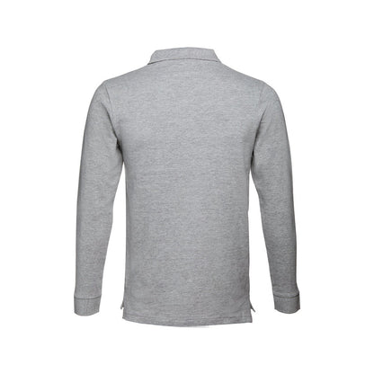 THC BERN 3XL II promotional polo shirt in heather light grey (detail view) with custom logo branding