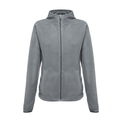 THC HELSINKI WOMEN II promotional jacket in grey (detail view) with custom logo branding