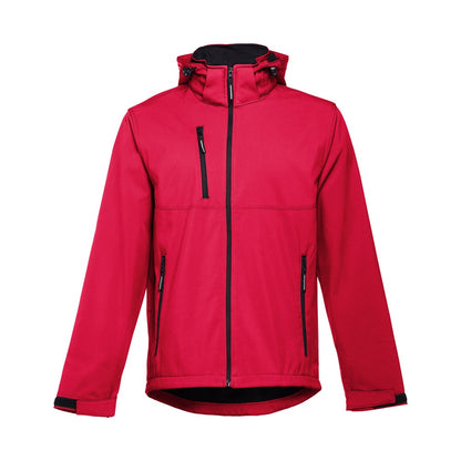 THC ZAGREB II promotional jacket in red (detail view) with custom logo branding