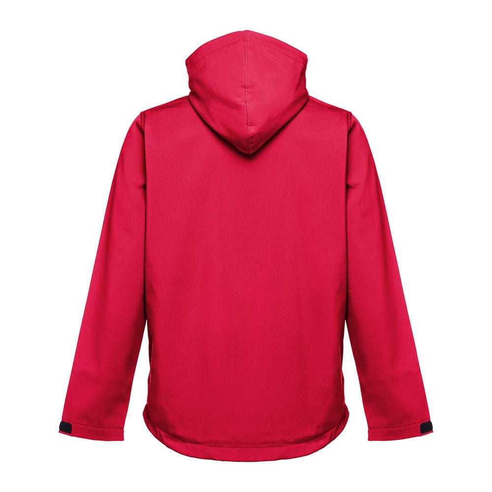 THC ZAGREB II promotional jacket in red (detail view) with custom logo branding