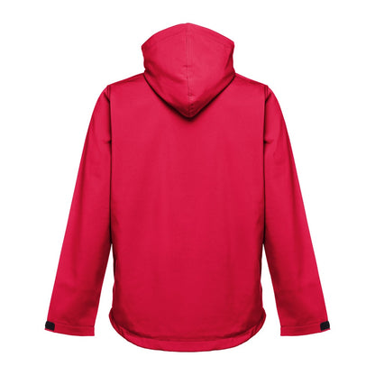 THC ZAGREB II promotional jacket in red (detail view) with custom logo branding