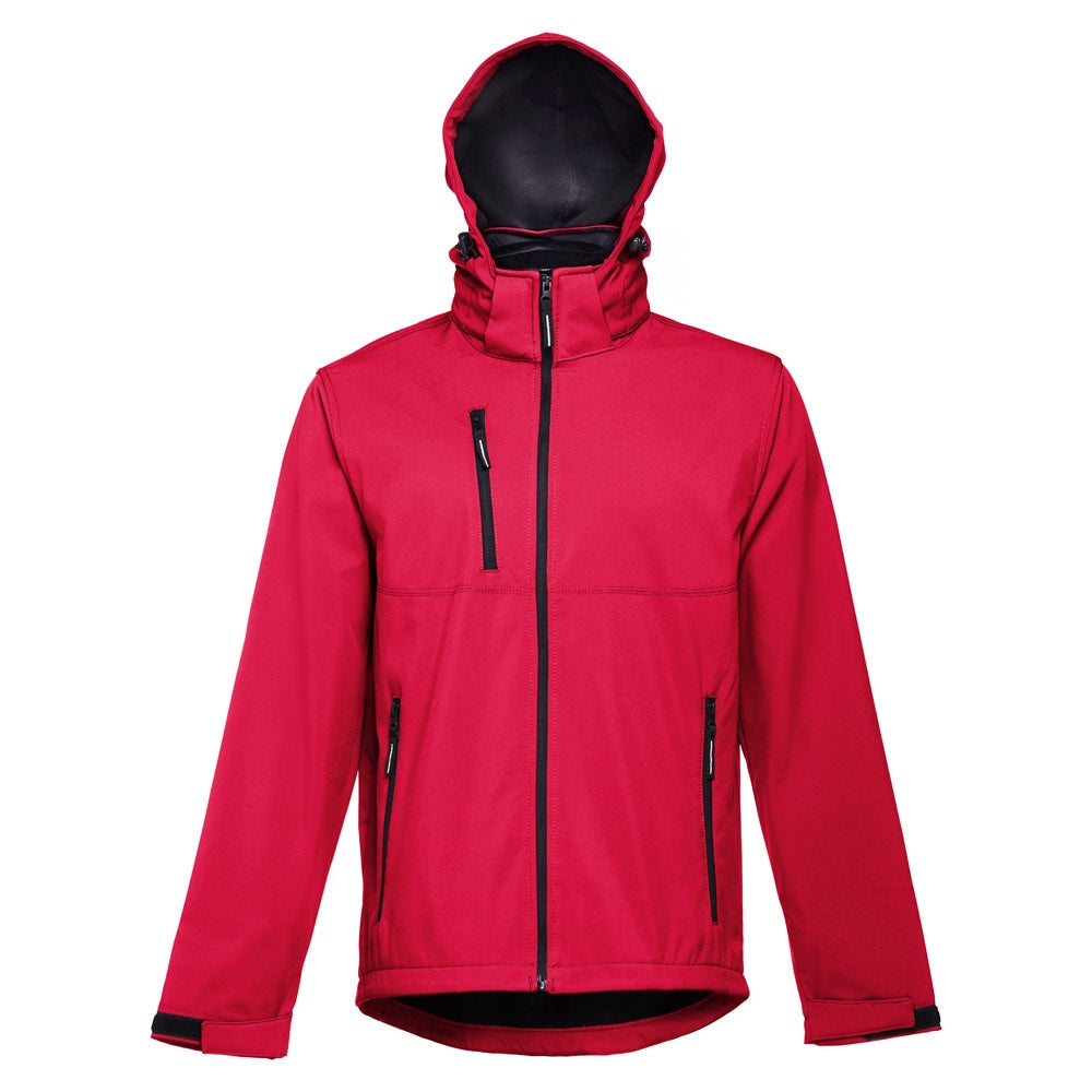THC ZAGREB II promotional jacket in red (detail view) with custom logo branding