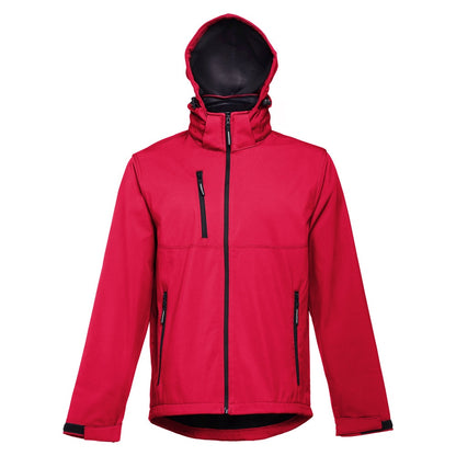 THC ZAGREB II promotional jacket in red (detail view) with custom logo branding