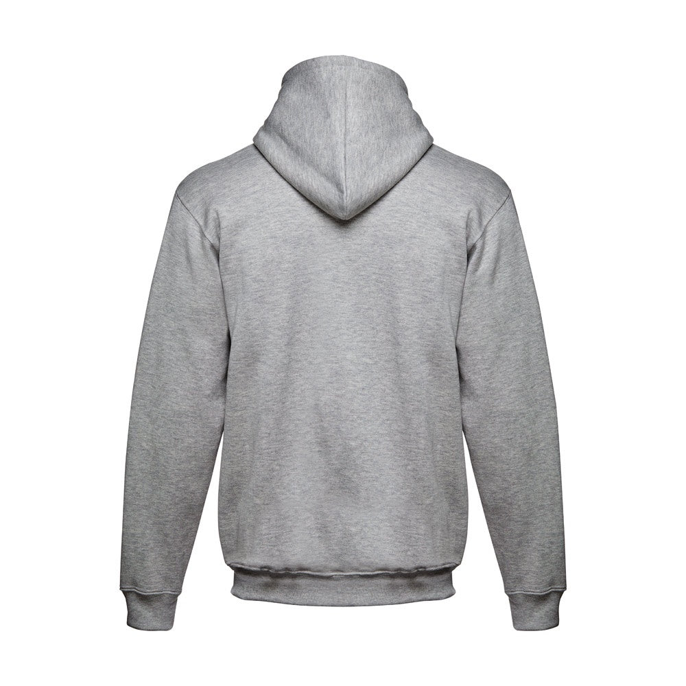 THC MOSCOW II promotional sweatshirt in heather light grey (detail view) with custom logo branding