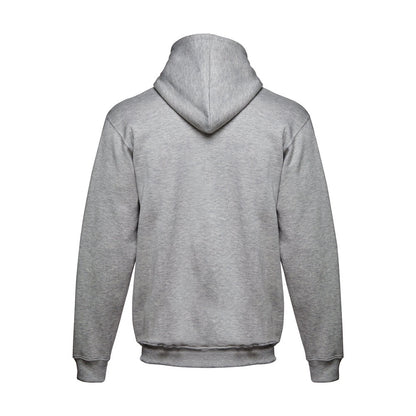 THC MOSCOW II promotional sweatshirt in heather light grey (detail view) with custom logo branding