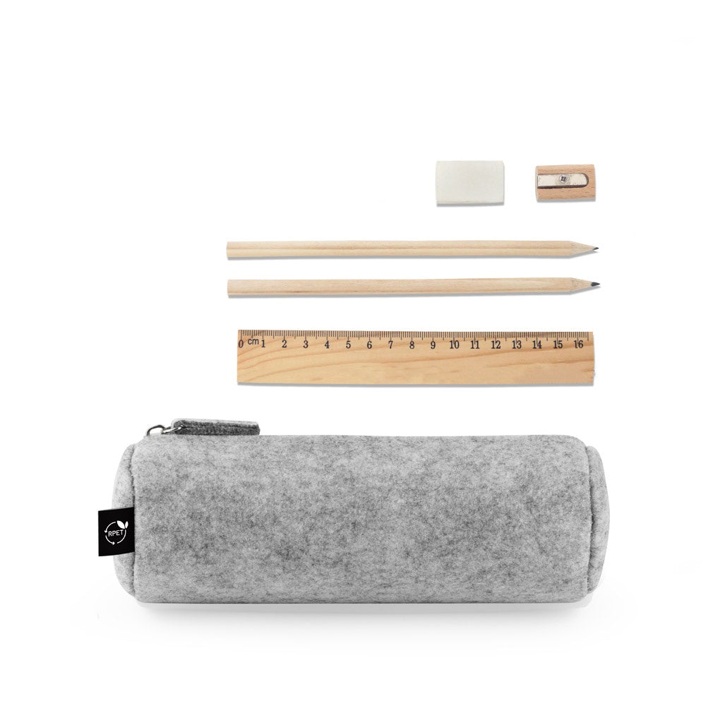 NOMAD promotional writing set in light grey with custom logo branding